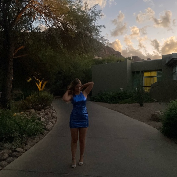 blue sequence hoco dress - Picture 3 of 3